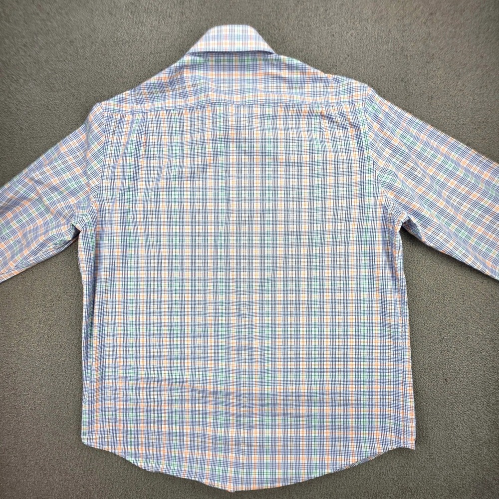 Inserch Icon Button Down Shirt‎ Mens Blue Orange Plaid Jacquard Cotton 2XL - Picture 3 of 8